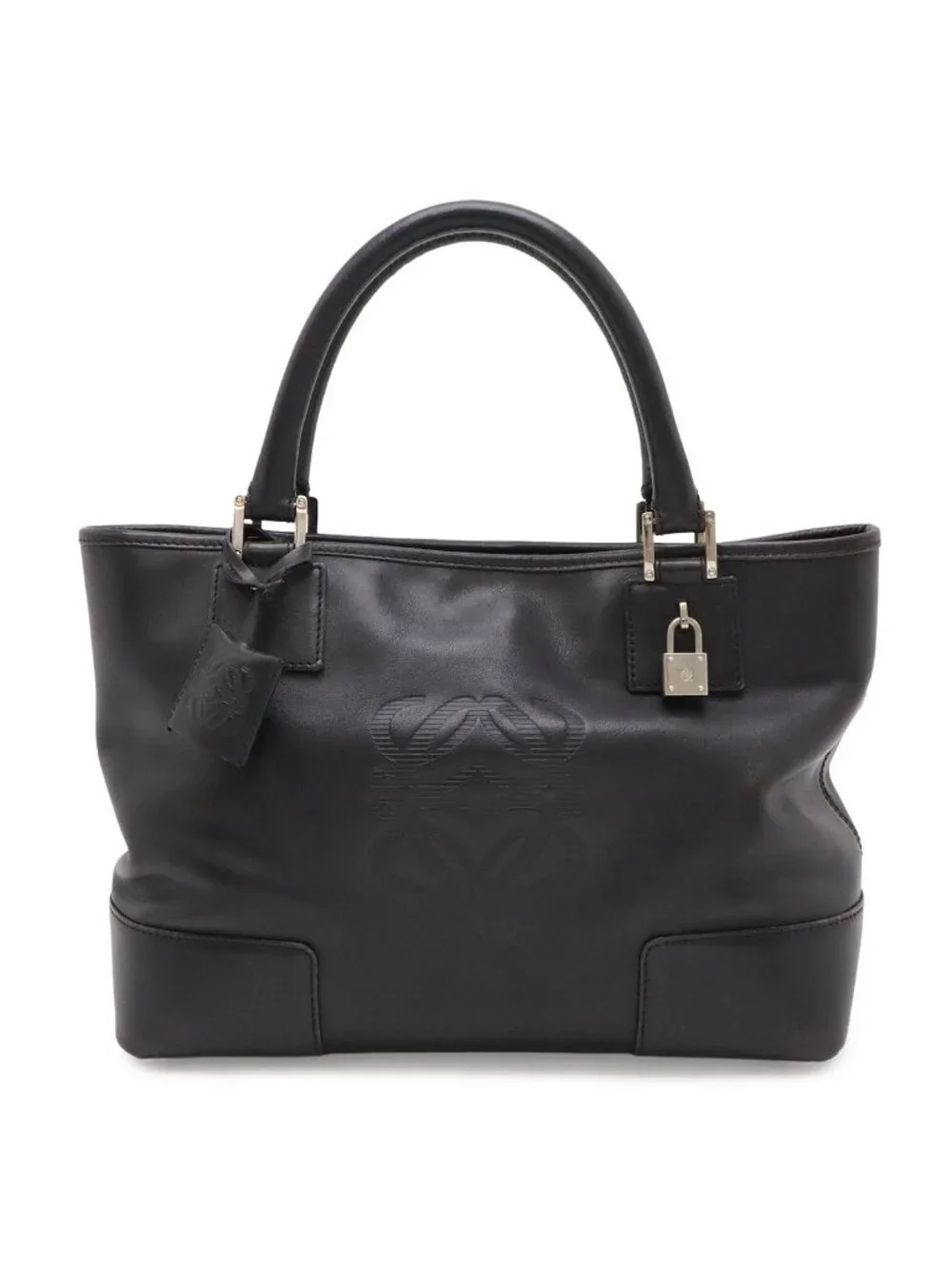 Loewe Anagram Amazona Justa Tote Leather Black Silver 311.62.028